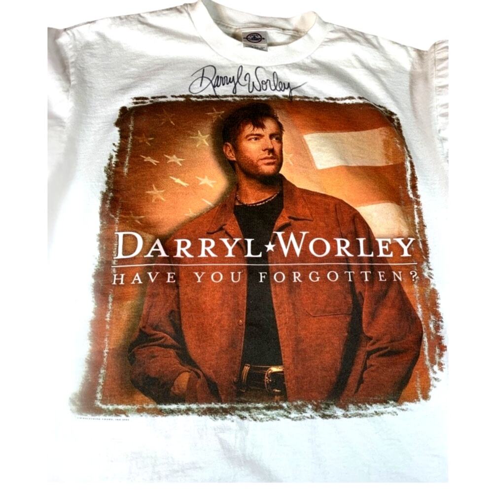 2003 Darryl Worley Signed Double Sided Promo Graphic Tee 9/11 Commemorative L - Picture 2 of 8